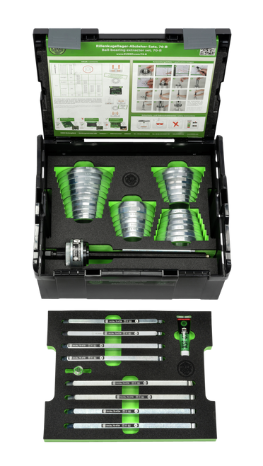 Ball bearing extractor set for deep-groove ball bearings