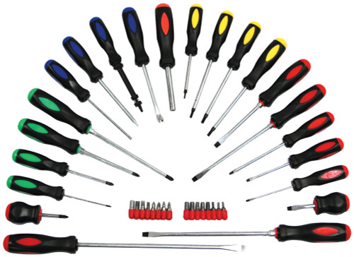 PG173 - 22-PC SCREWDRIVER WITH 16-PC BIT SET – SLOTTED, PHILLIPS, TORX, POZIDRIV