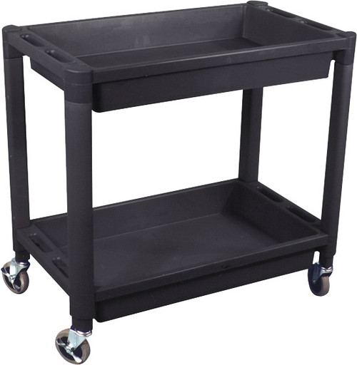 PG214 - CHARIOT UTILITAIRE EN PLASTIQUE ROBUSTE À 2 PLATEAUX