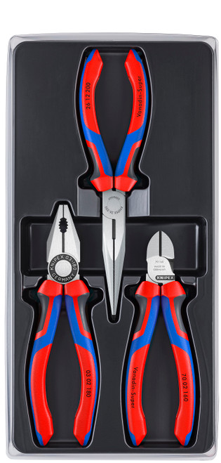 3 Pc Assembly Pack: Combination Pliers, Long Nose Pliers, Diagonal Cutters-Comfort Grip