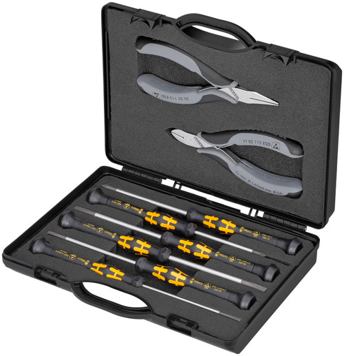 8 Pc Electronics Tool Set ESD In Plastic Case with Molded Foam