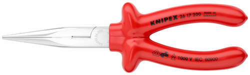 Pinces à nez long avec cutter-plastique trempé-1,000V isolé