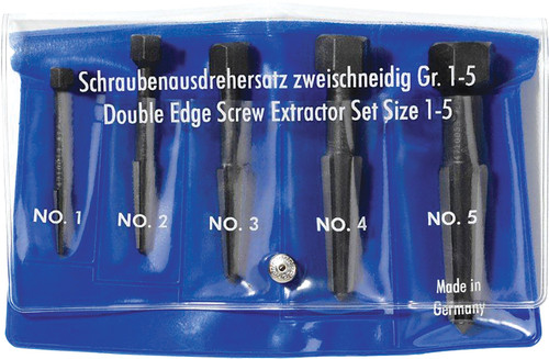 PG114 - SCREW EXTRACTOR DOUBLE-EDGED SET 5 PARTS (SIZE 1-5)