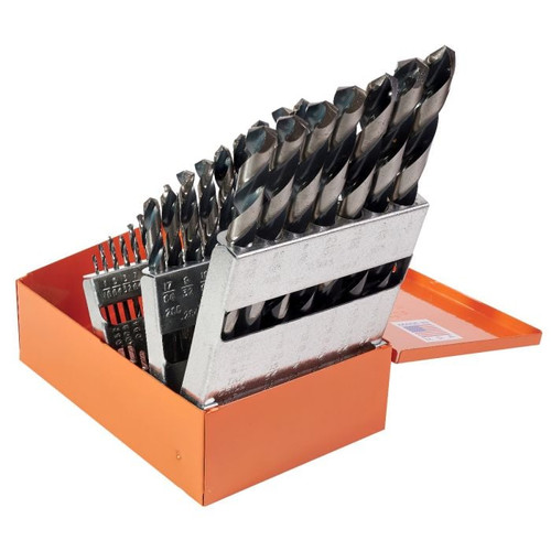 KnKut 29 Piece Jobber Length Drill Bit Set 1/16"-1/2" by 64ths 3/8" Reduced Shank