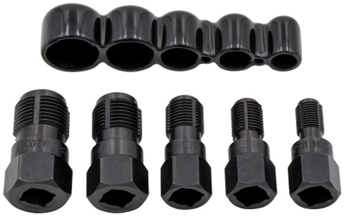 PG131 - 5-PC SPARK PLUG THREAD CHASER TAP SET, M10X1.0, M12X1.25, M14X1.25, M18X1.5, M20X1.5