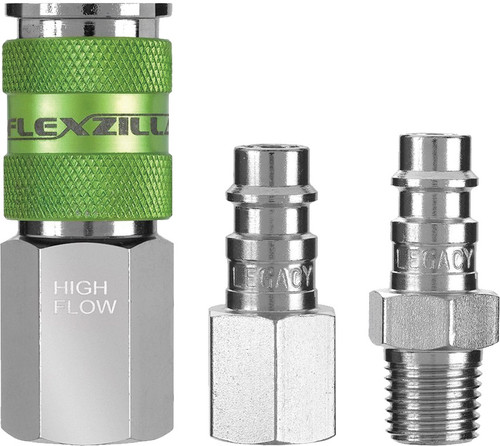 PG91 - ATTELAGE À HAUT DÉBIT DE 3 PIÈCES & BOUCHON KIT, 1/4" NPT, 300 PSI, (1) COUPLEUR ET (2) PRISES
