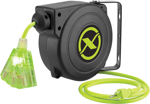 PG278 - 25 FT. FLEXZILLA RETRACTABLE EXTENSION CORD REEL, 16/3 SJTOW, ZILLAGREEN, 1250W, 10A