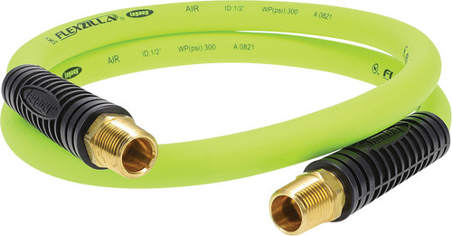 Flexzilla® Whip Hose with Swivel, 1/2" x 4' (3/8" MNPT Swivel x 3/8" MNPT Fittings)