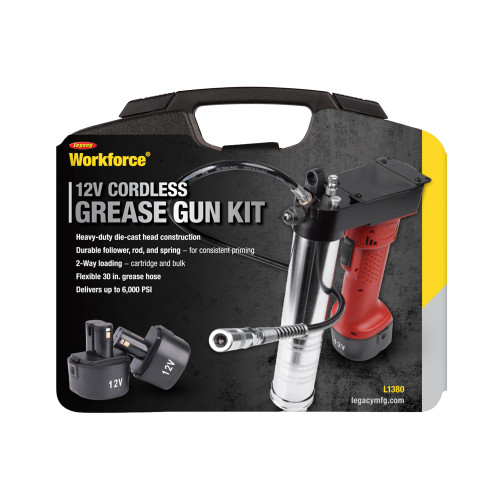 Workforce® Kit de pistolet à graisse sans fil 12V avec deux batteries Ni-Cd