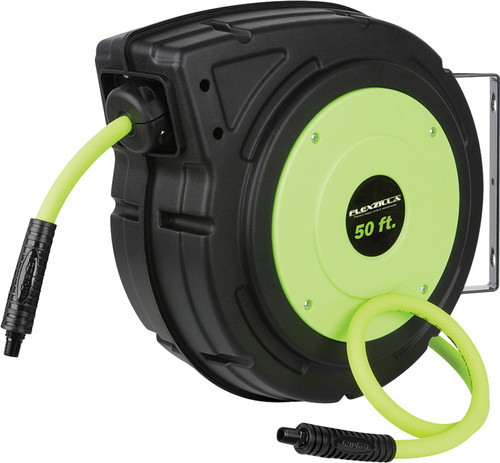 PG100 - FLEXZILLA® ENCLOSED PLASTIC RETRACTABLE AIR HOSE REEL, 3/8" X 50'