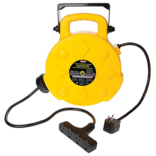 50ft Retractable Polymer Cord Reel w/4 Outlets - 15amp