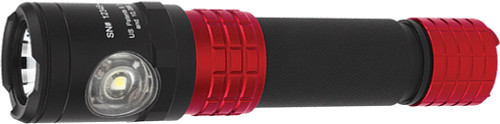 PG34 - 900 LUMENS USB RECHARGEABLE™ DOUBLE LAMPE TACTIQUE AVEC ÉTUI, CORPS ROUGE/NOIR
