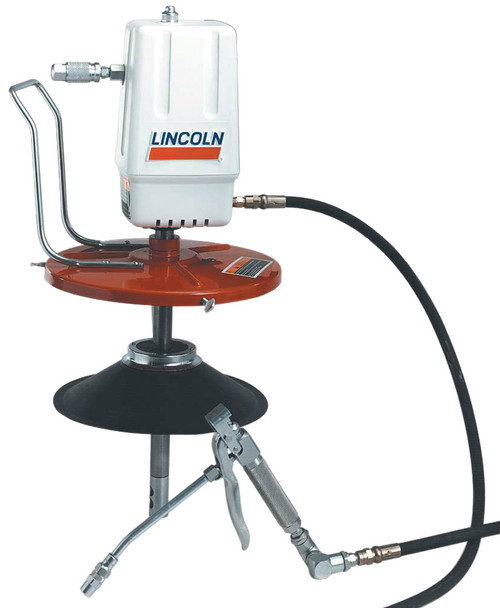 PG255 - 50:1 AIR-OPERATED GREASE PUMP FOR 25-50 LB DRUMS, INCL. STEEL COVER AND FOLLOWER PLATE