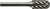 PG116 - NX SERIES SC - RADIUS CYLINDRICAL BUR FOR STAINLESS STEEL, 3/8" CUTTING DIAM., 2-1/2" OAL, 1/4" SHANK