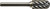 PG103  -  NX SERIES SC - RADIUS CYLINDRICAL BUR FOR STAINLESS STEEL, 1/2" CUTTING DIAM., 2-3/4" OAL, 1/4" SHANK
