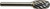 PG103  -  NX SERIES SE - OVAL BUR FOR STAINLESS STEEL, 3/8" CUTTING DIAM., 2-3/8" OAL, 1/4" SHANK