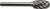 PG115 - NX SERIES SE - OVAL BUR FOR STAINLESS STEEL, 1/2" CUTTING DIAM., 2-5/8" OAL, 1/4" SHANK