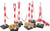PG124 - TROUSSE DE DÉLIMITATION, (6) POTEAUX DE LIMITE BALASTÉS ROUGES ET BLANCS, (1) CHAÎNE EN PLASTIQUE ROUGE ET BLANC DE 25 M AVEC MAILLONS, (2) PANNEAUX EN PLASTIQUE