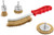PG100 - 4-PC CRIMPED WIRE BRUSH ASSORTMENT, BRASS COATED CARBON STEEL, 1/4" HEX SHANK + HAND BRUSH