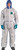 PG299 - ALPHATEC® 1800 COMFORT - MODEL 195 WHITE COVERALLS, LOW CONCENTRATION LIQUID CHEMICAL & AIRBORNE PARTICLES PROTECTION, 3-PC BLUE SMS HOOD, 2-WAY FRONT ZIPPER & STORM FLAP, MEDIUM