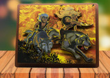 Elfquest Fire and Flight The Wolfriders flee  5"x6" Dimensional Art Board