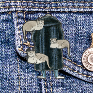 Edward Gorey & Floating Cats Pinch Button