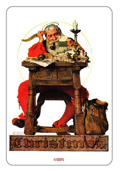 Saturday Evening Post- Santa at a Desk Wood Magnet