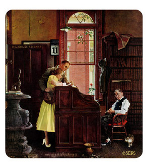  Saturday Evening Post-  At the Desk Wood Magnet