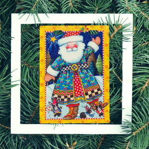 Mary Engelbreit Santa Waving Wood Holiday Ornament 