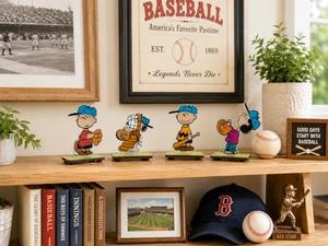 Team Peanuts Baseball Mini Laser Sculpture Set – 4 Piece Gift Pack