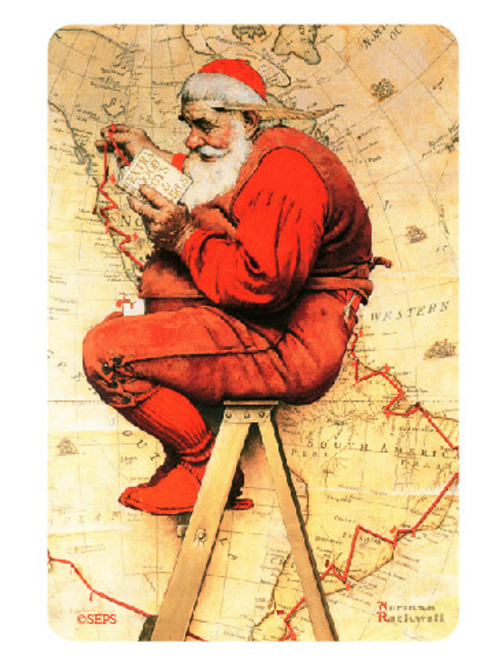 Saturday Evening Post- Santa on a stool Magnet