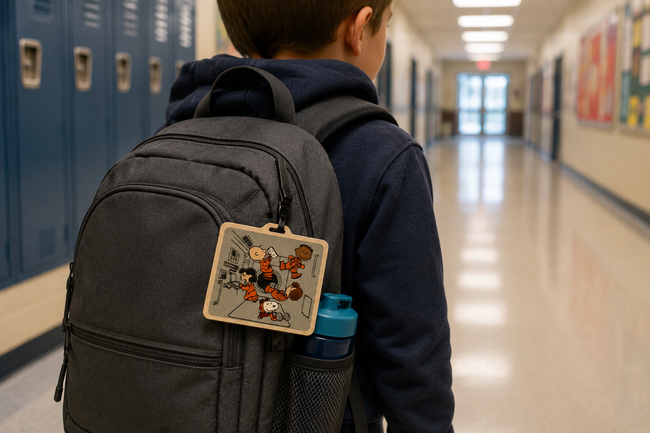 Peanuts Gang in Space Square Bag Tag