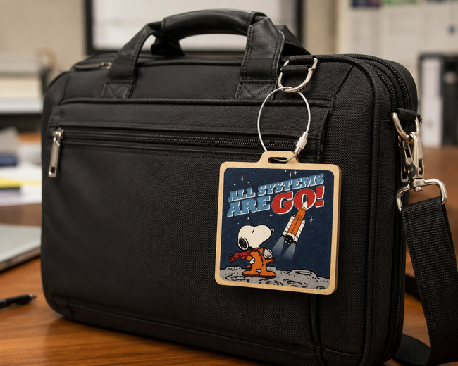 Peanuts "All Systems Are GO!" Square Bag Tag