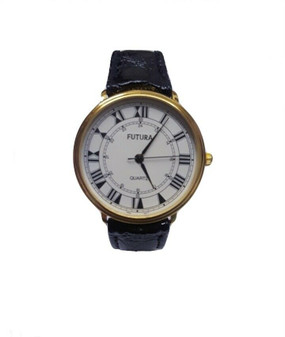 Futura Roman Numeral Analog Quartz Wristwatch w/Genuine Leather (Brand New!)