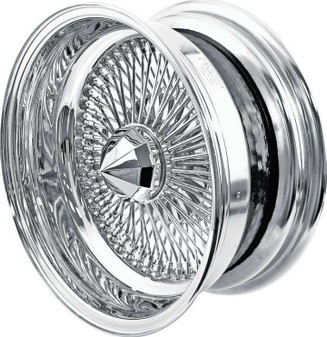 (1) 17 x 8" Pinnacle | 100 Spoke Reverse Chrome Wire Wheels | Made in USA (New!)