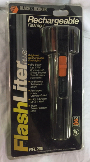 BLACK & DECKER FLASHLITER RFL200 Rechargeable LED Flashlight KRYPTON - BLACK 