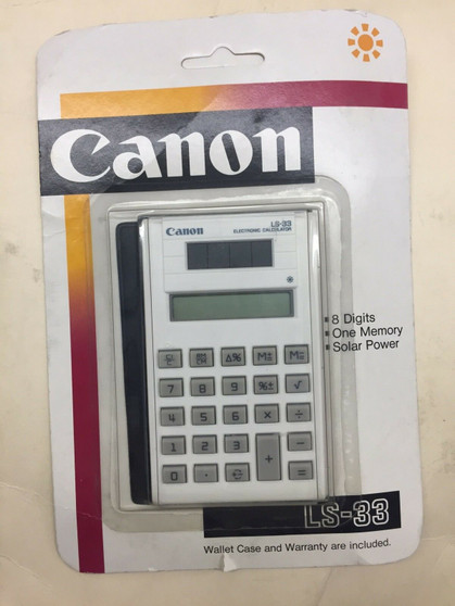 Canon LS-33 Solar Power Calculator 8-Digit Display Screen, BRAND NEW!