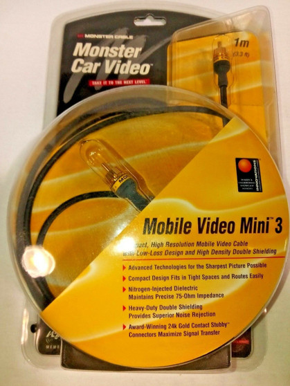 MONSTER CABLE | Mobile Video Mini 3 | ( 1 Meter , 3.3ft ) RCA | FREE SHIPPING