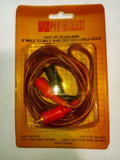 PIE | 6' MALE TO MALE GOLD SHIELDED RCA |  P-RCA30-6MM | *FREE SHIPPING*