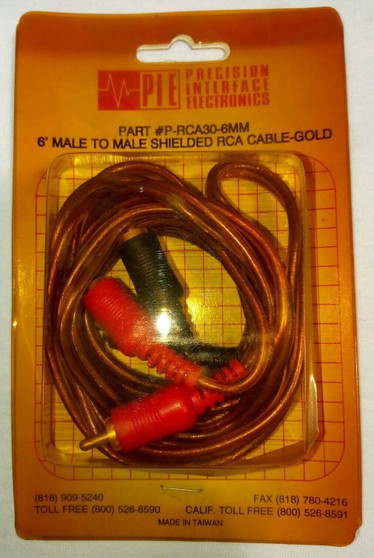 PIE | 0.2 METER (6')  RCA TO RCA *A319* | GOLD SHIELDED RCA | *FREE SHIPPING*