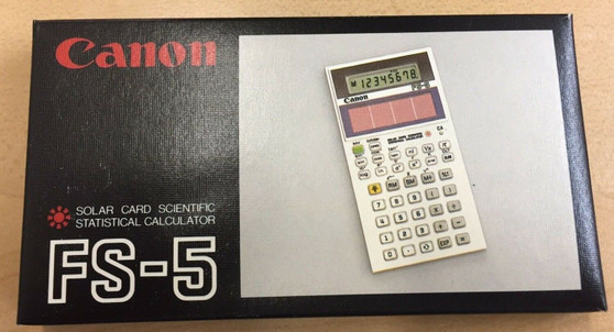 Vintage CANON SOLAR CARD SCIENTIFIC STATISTICAL CALCULATOR FS-5 RARE NEW IN BOX