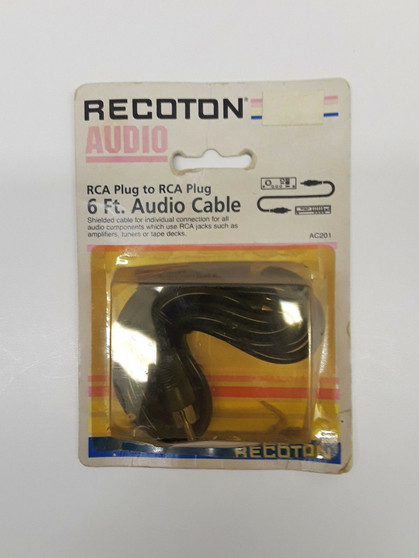 Recoton AC201 RCA Plug to RCA Plug 6ft. Audio Cable (BRAND NEW!)