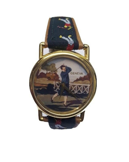 Geneva Golf Classic Wristwatch w/Genuine Leather (Brand New!)