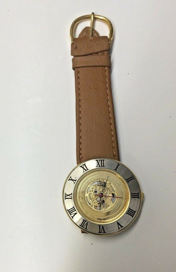 Luxury Men GOLD Steampunk Skeleton GENEVA QUARTZ Stainless Steel Wrist Watch