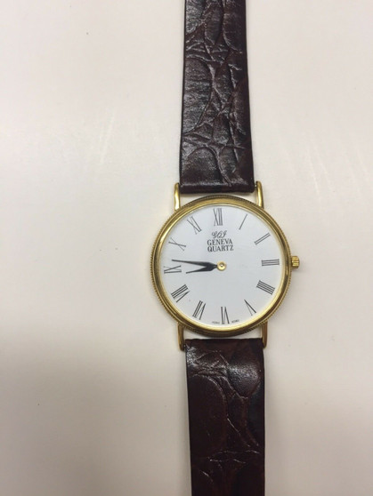 Geneva UNISEX GOLD Watch Stainless Steel Leather Analog Alloy Quartz Wrist Watch