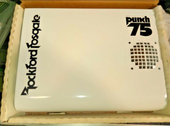 Rockford Fosgate Punch 75 amp shroud - new in box! White w/ Black OLD SCHOOL!