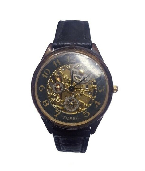 Fossil SK-5091 Mechanical Analog Quartz Wristwatch w/Genuine Leather (New!)