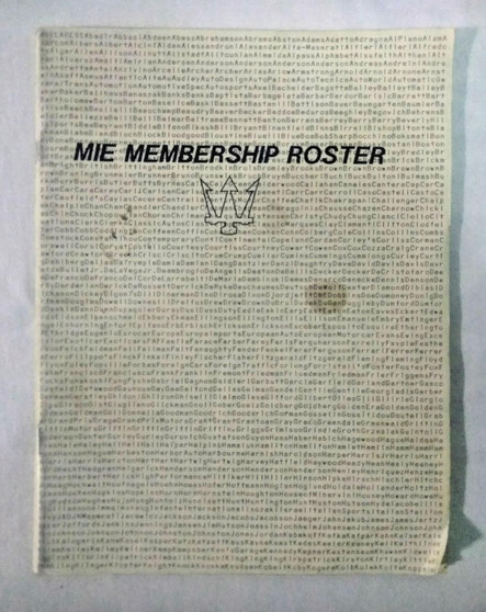 1986 Maserati MIE Membership Roster (Owner's Manual)