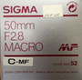 Sigma 50mm/f2.8 Macro Lens for C-MF (BRAND NEW!)