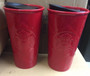 2 NEW Starbucks Red Quilted Double Wall Ceramic Travel Mug TUMBLER FREE SHIPPING